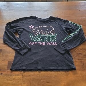 Vans Women's Black Long Sleeve Neon Graphic T-Shirt Size Medium